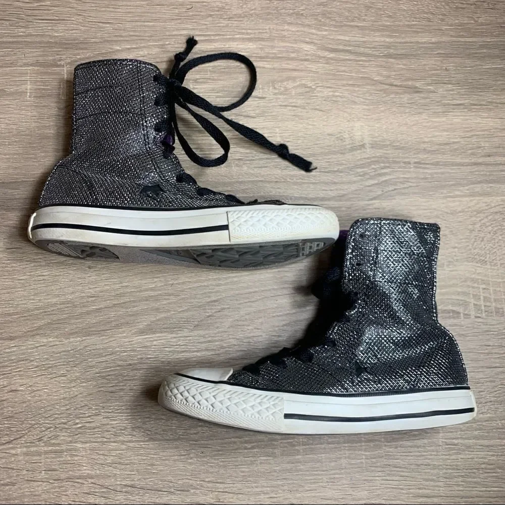 ‎Converse One Star girls sparkly high tops sneakers